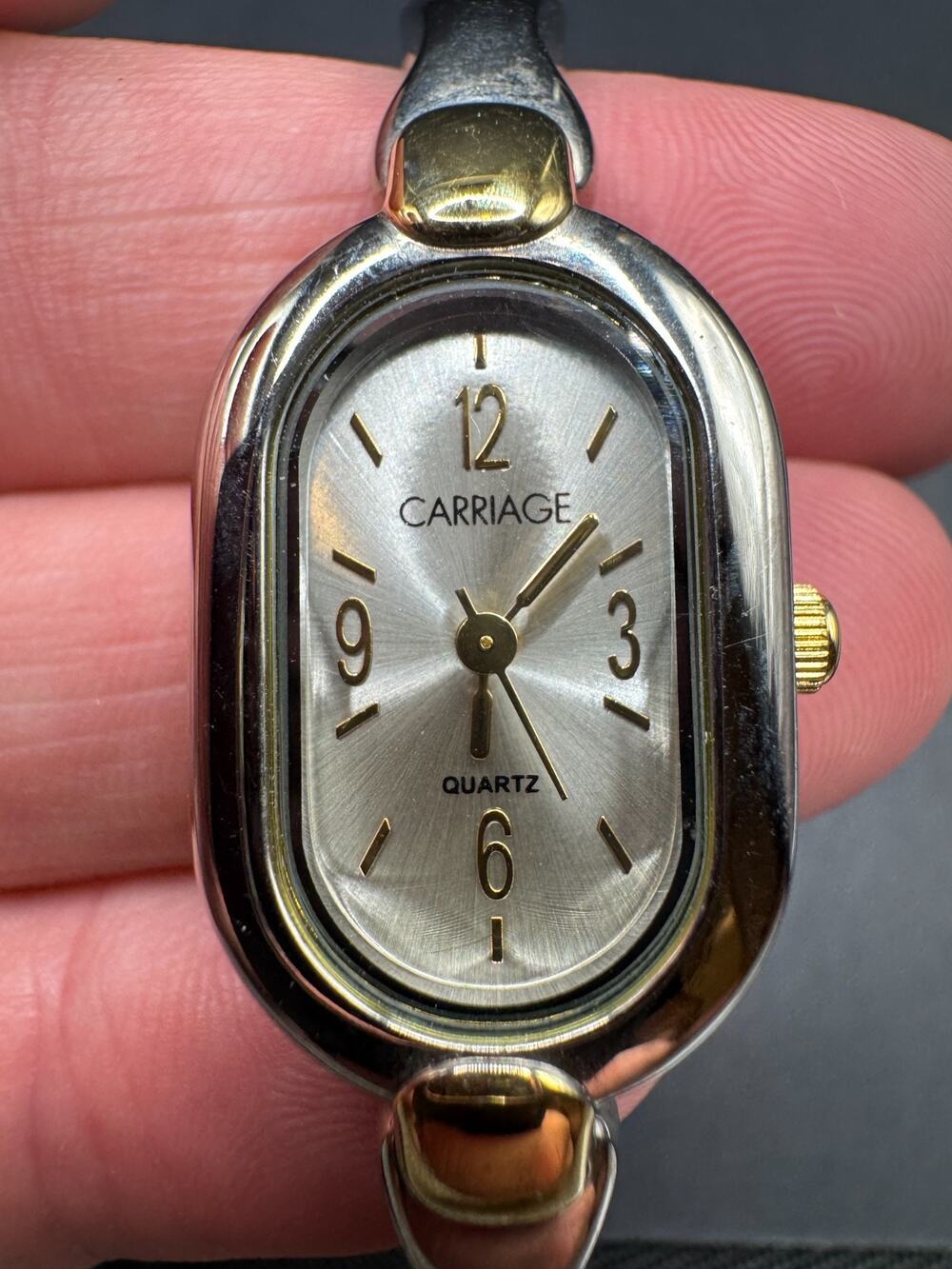 Carriage by Timex Gold & Silver Toned Women's Cuff Band Wristwatch 18mm